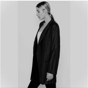 EQUIPMENT Depuis 1976 Women's Black Blazer Wool Oversized Black Jacket, Size 8 M